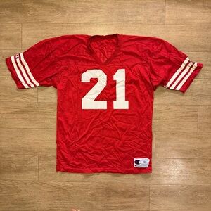 80s San Francisco 49ers 21 Sanders  Red Men's Jersey